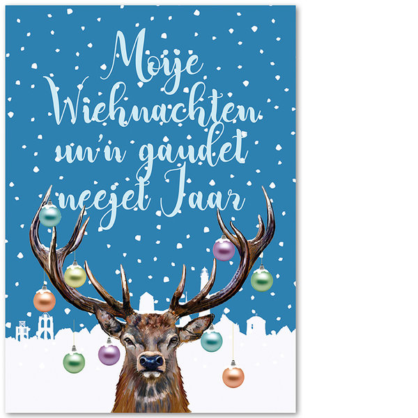 Postkartje „Moije Wiehnachten” – Hirsch